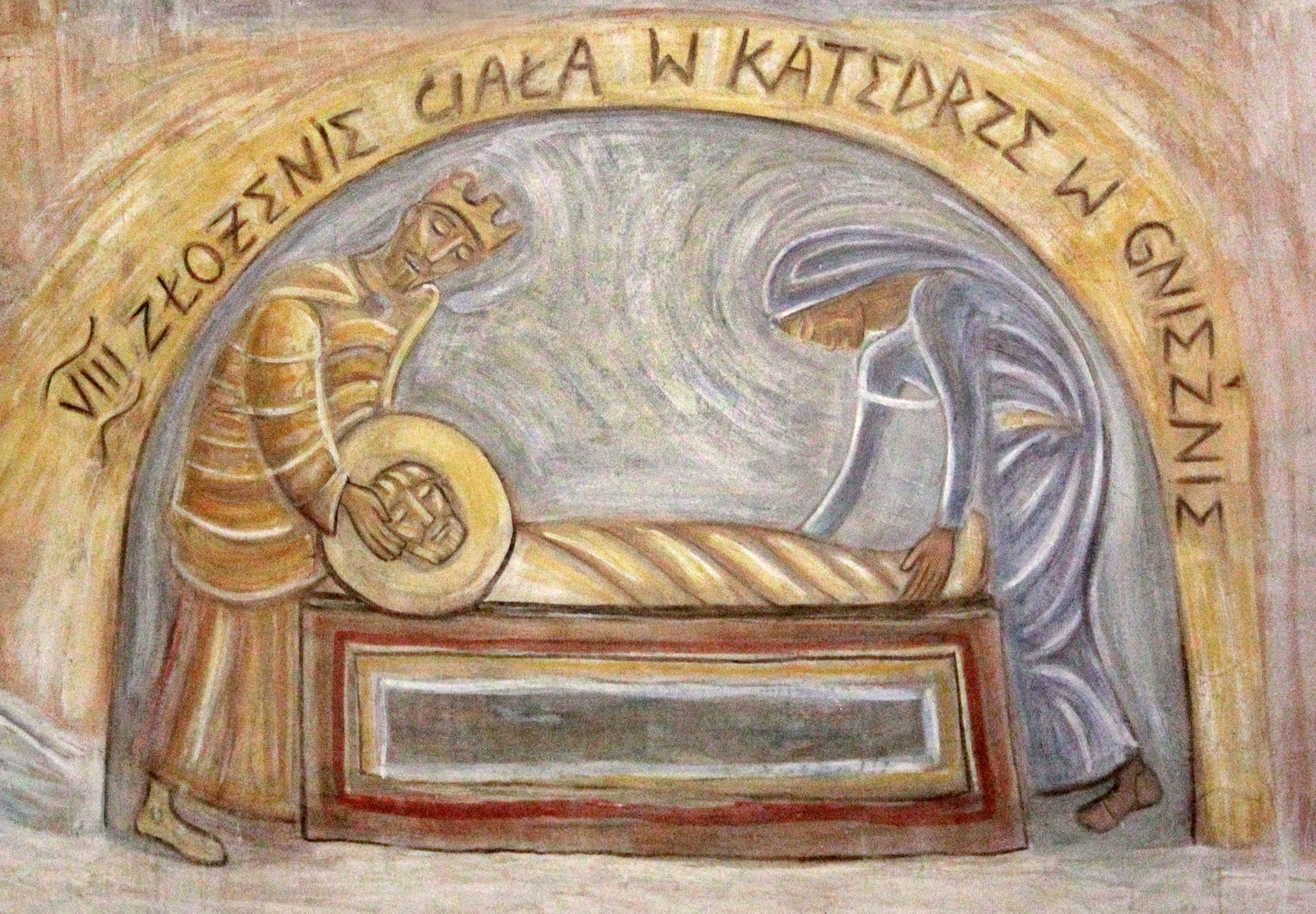 Złożenie ciała św. Wojciecha w grobie - fresk w absydzie kościoła św. Wojciecha w Białymstoku, ArsKinga - Kinga Pawełska